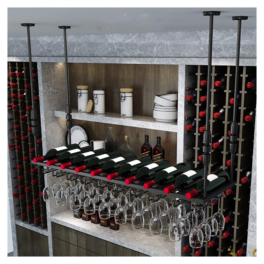Étagère de rangement pour vin rouge et verres de bar suspendu