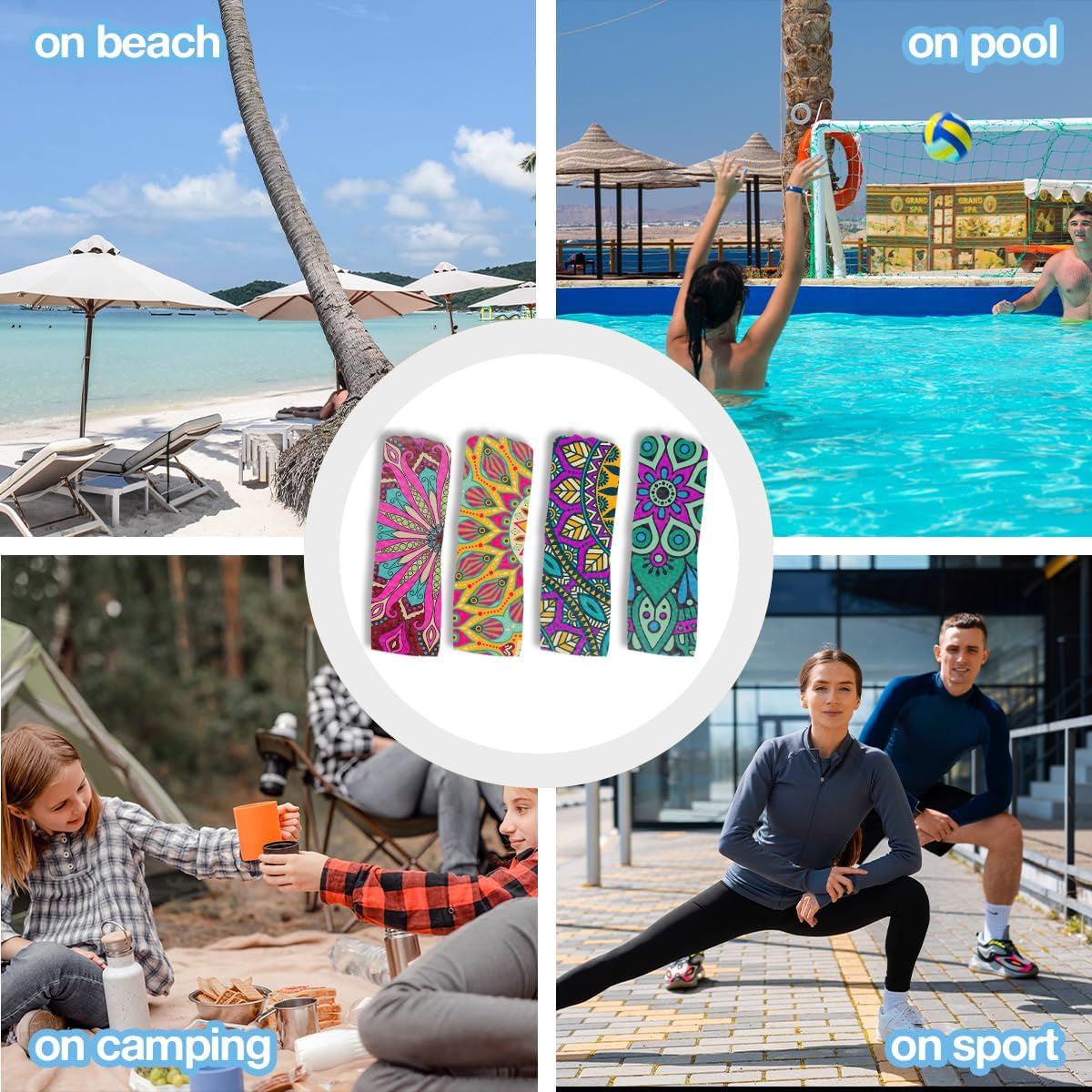 4 Pack Mandala Towels for Bathroom, Microfiber Lightweight Beach Towels Oversized, Boho Towel Accessories Favors 32x71 IN, Mandala Lover Gifts for Halloween Housewarming Camping Travel Christmas