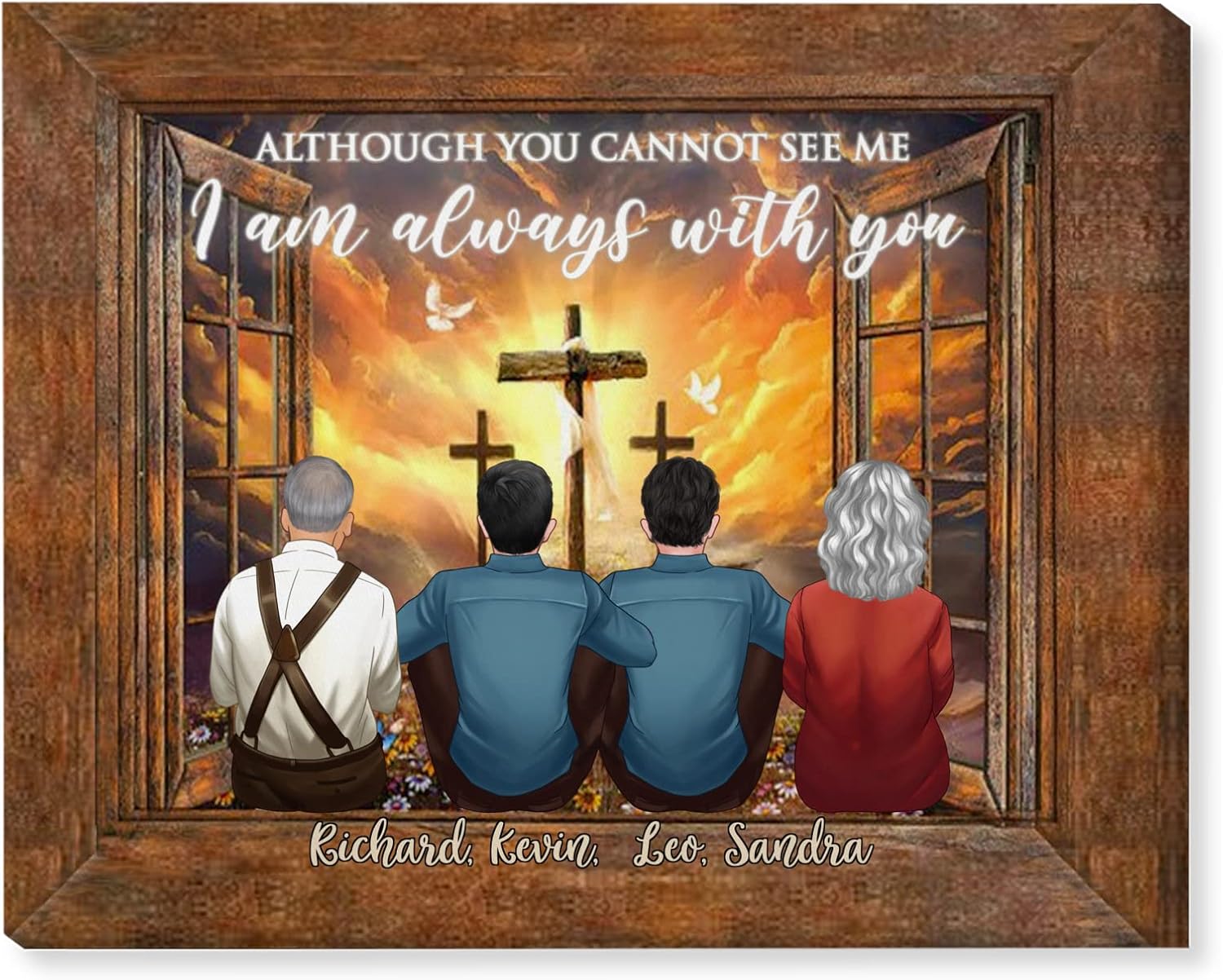 GOSSBY Personalized Custom Canvas (Parent and 2 sons) Although you cannot see me I am always with you memorial gifts for loss of mother, condolences gift for loss of mother, loss of father gift for da