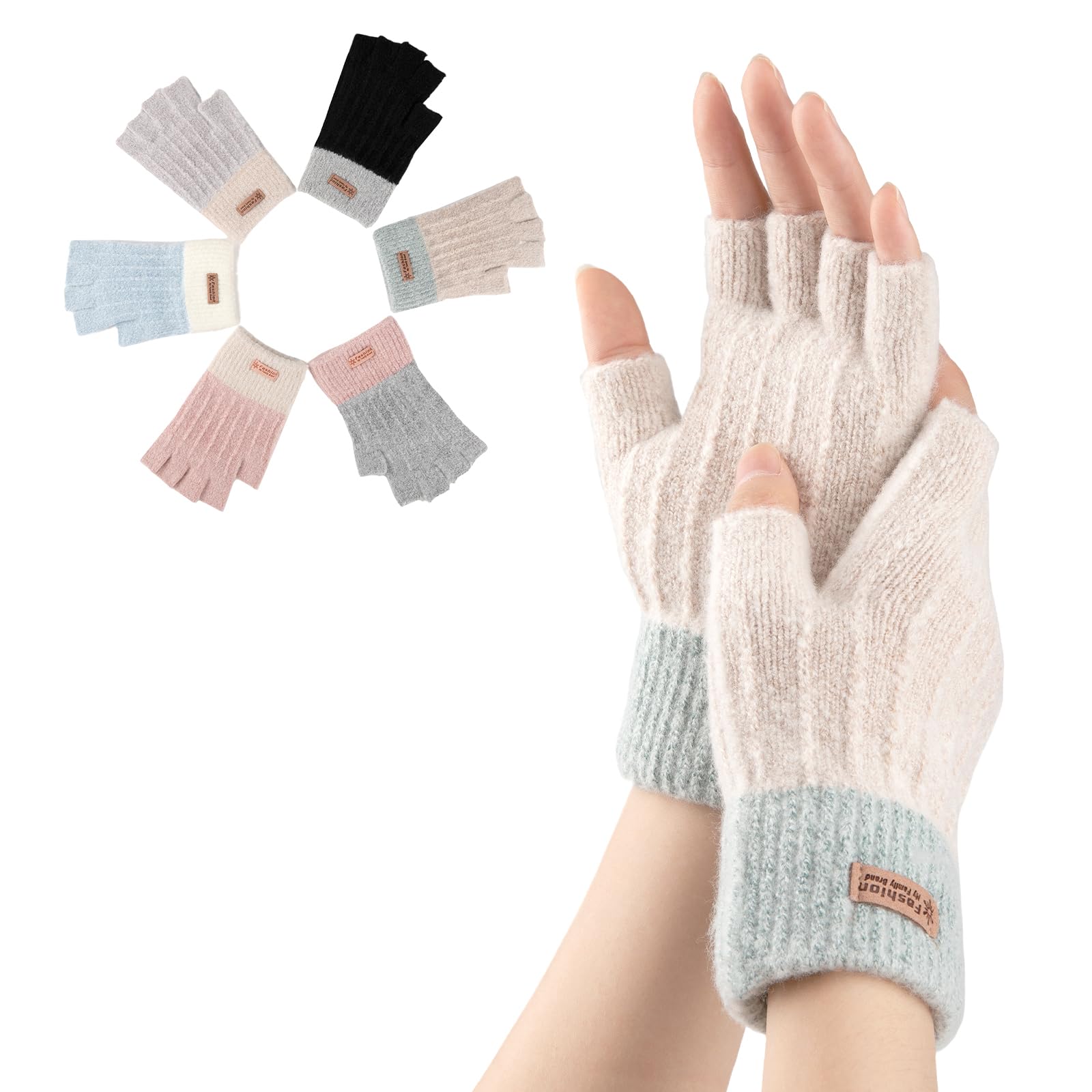 Bodvera Fingerless Gloves for Women Winter Half Finger Gloves
