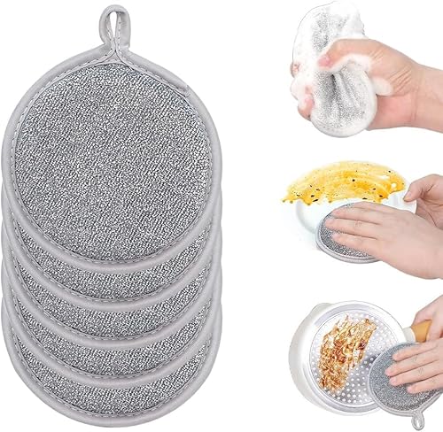 Stracci multiuso per lavare i piatti, 2024 nuovi strofinacci in filo metallico antigraffio a doppio strato per lavare i piatti, strofinacci da cucina, stracci per pulire piatti e lavelli (5 pezzi)