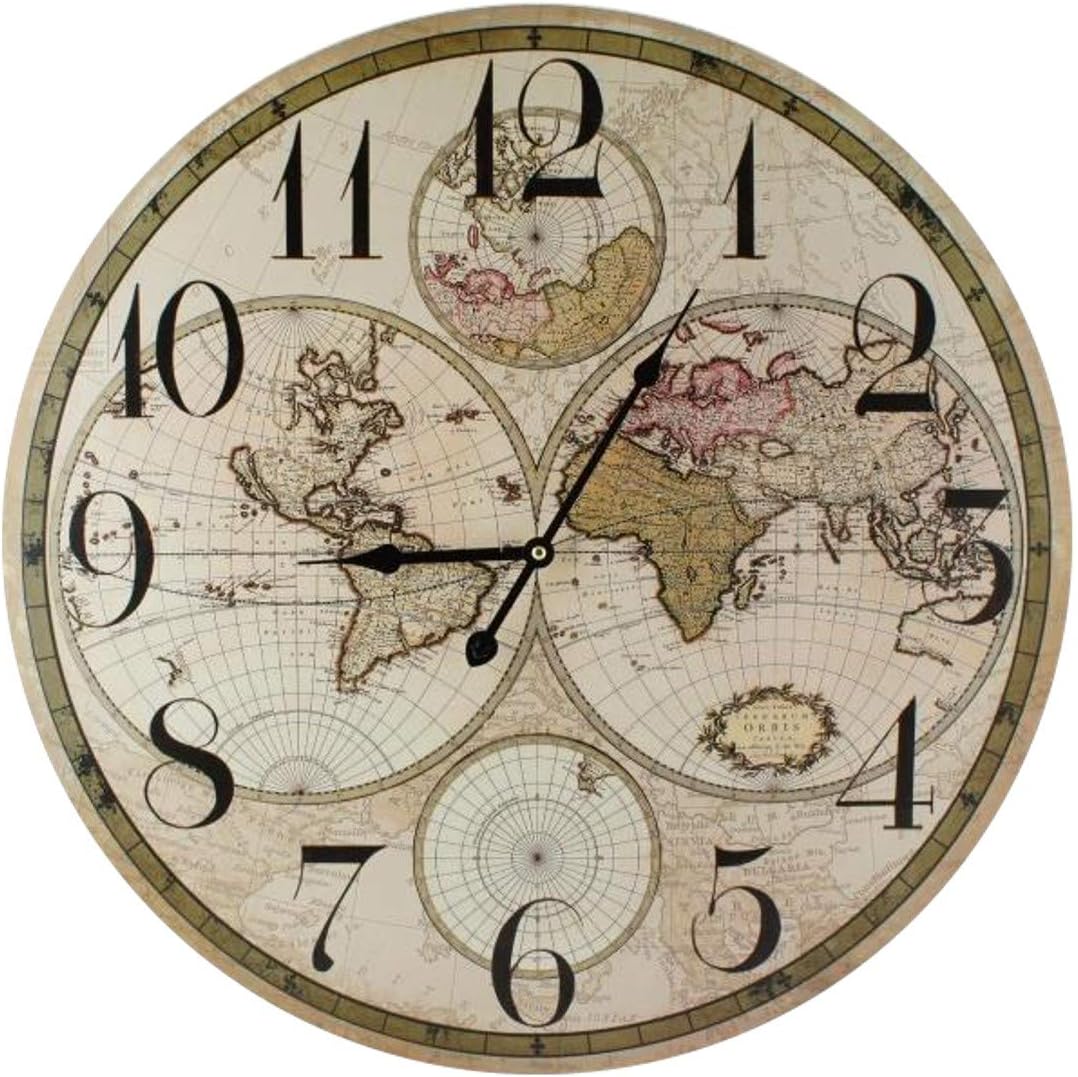 World Map 60cm Diameter Wall Clock