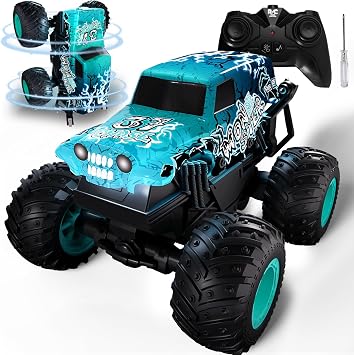 Remote-Controlled Monster Truck 2.4 GHz 360° Rotation and Upright Walking 1/20 Remote-Controlled Monster Truck with LED Lights and Music 20 km/h Remote-Controlled Car for ages 3–9 (Blue)