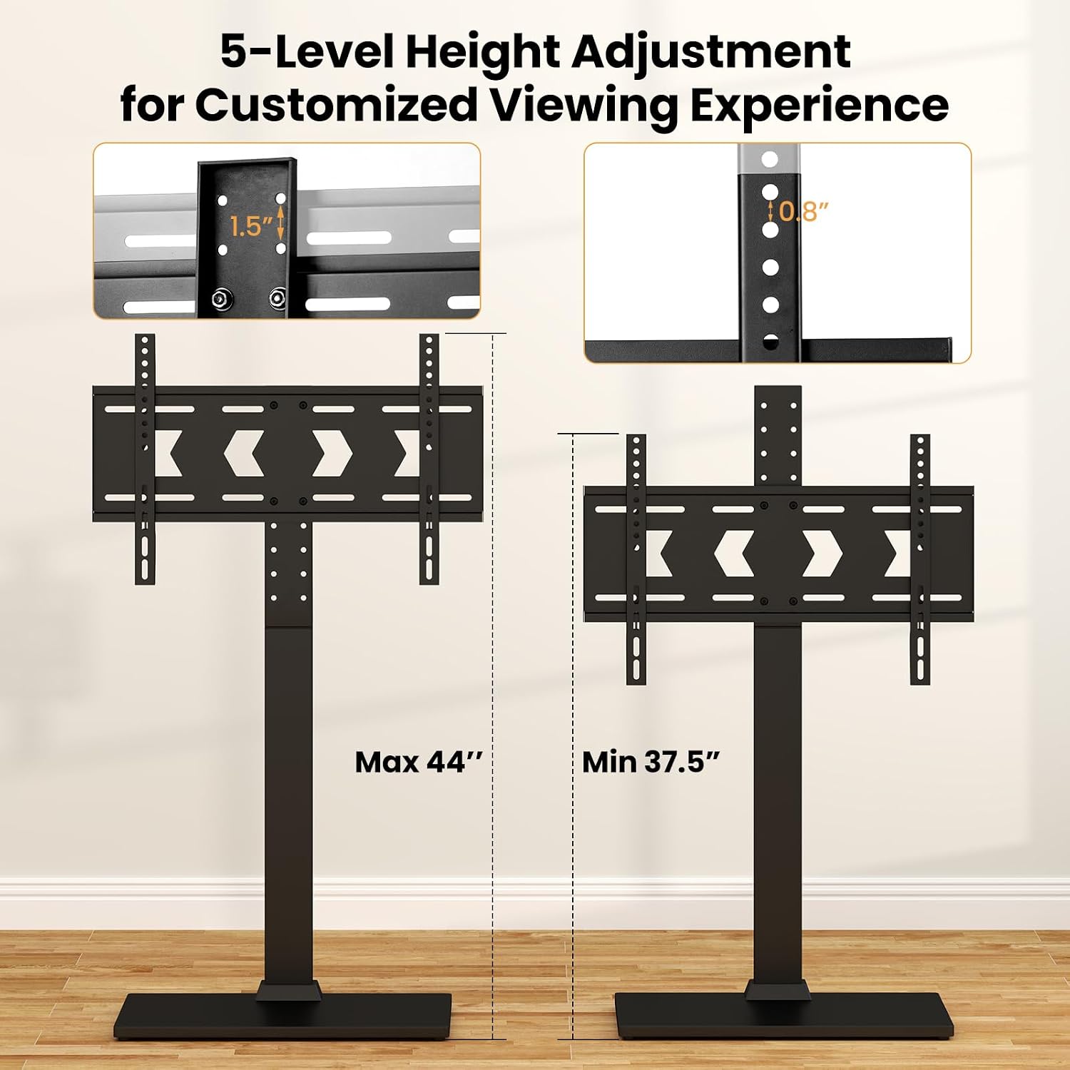 Goplus Universal TV Stand Table Top for 32-70 Inch TVs up to 110 lbs, Height Adjustable TV Mount Stand/Base with AV Shelf, for Living Room, Bedroom, Office, Max VESA 600 x 400 mm, Black