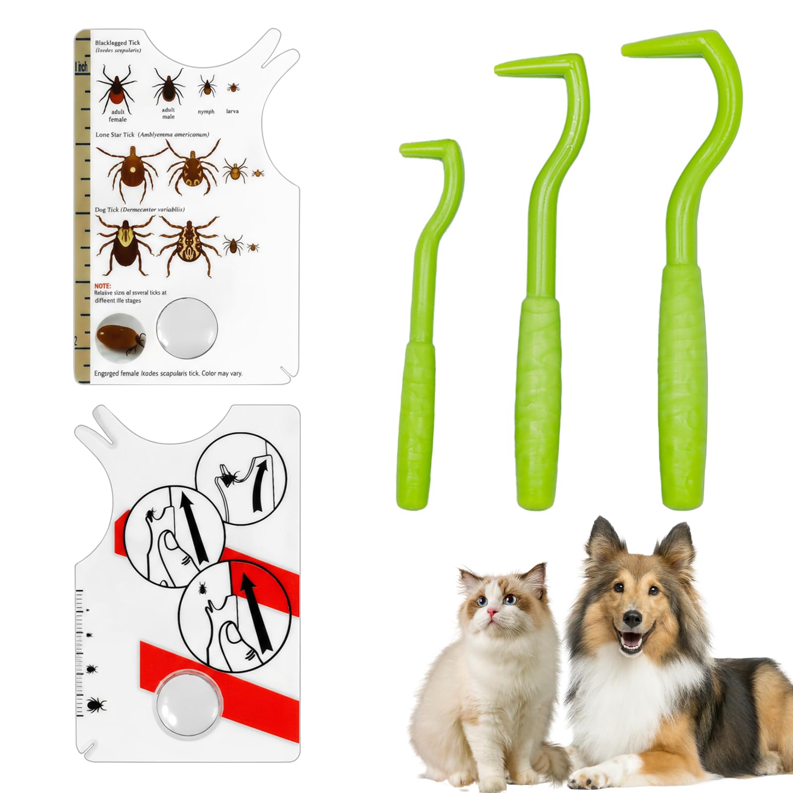 Tire-tiques pour chiens et chats : kit de crochets et cartes de retrait humains