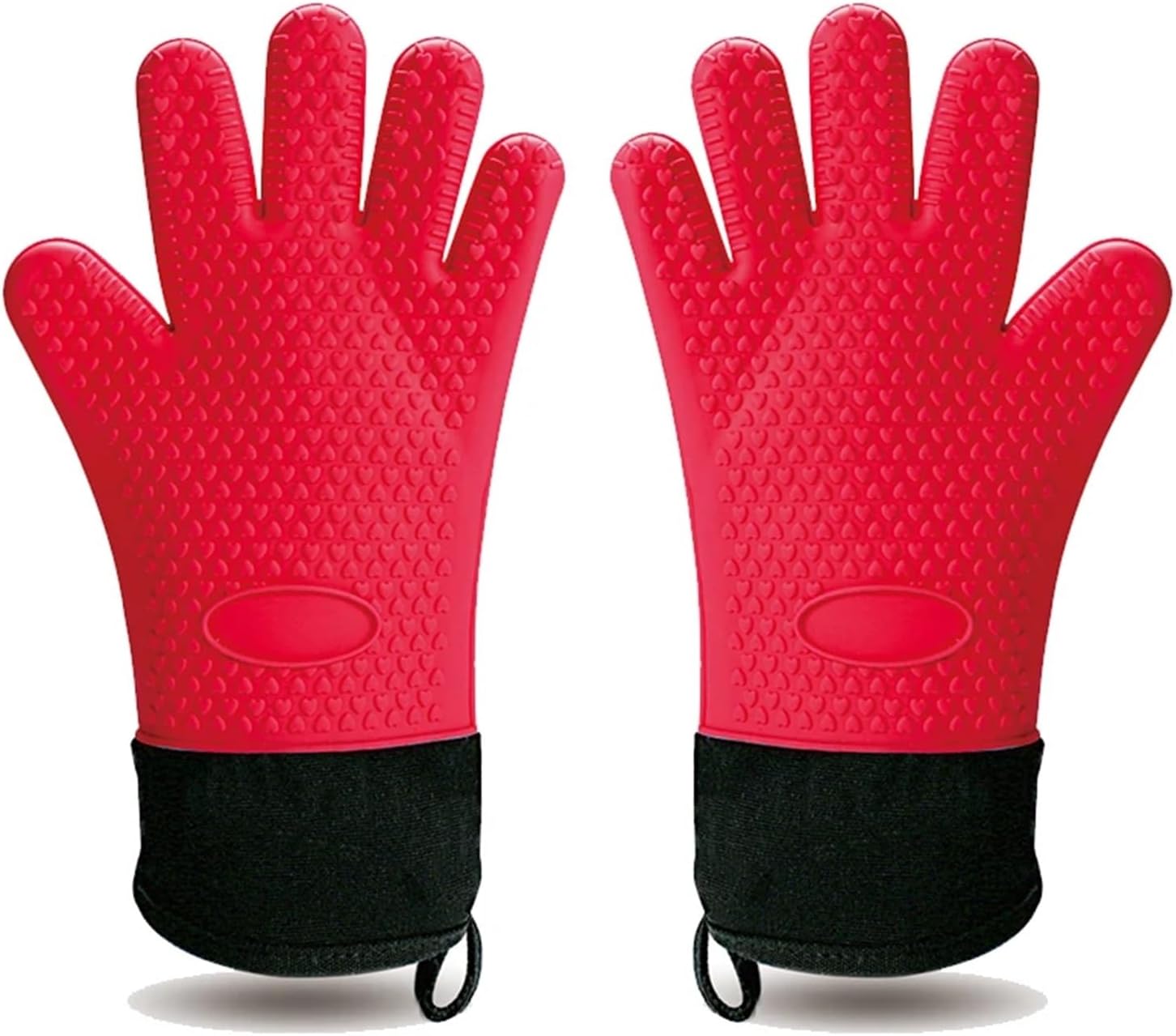 Oven Gloves Silicone Heat Proof Insulated for Microwave Baking Kitchen Pot Mitts 1/2Pcs(2Pcs Red)