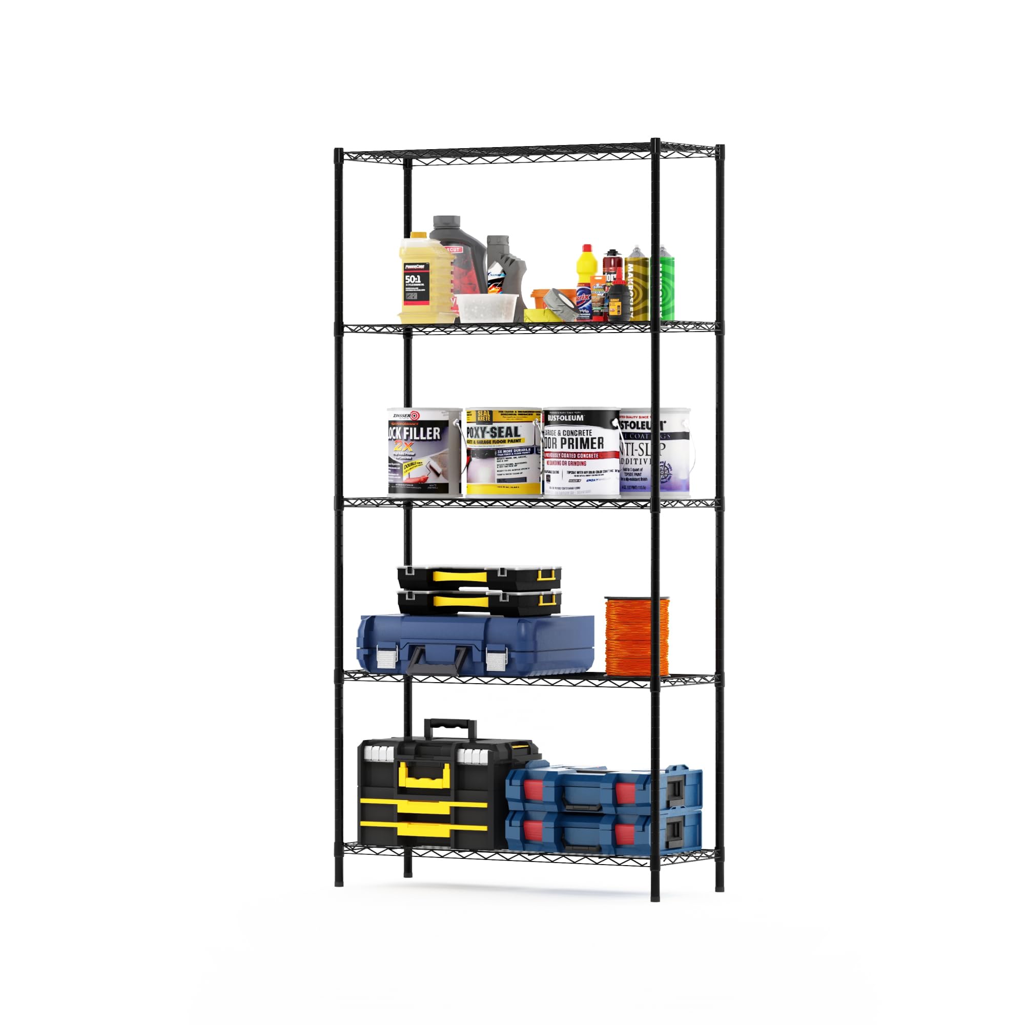 Furinno Wayar Estante de Almacenamiento Metálico de 5 Niveles, Negro