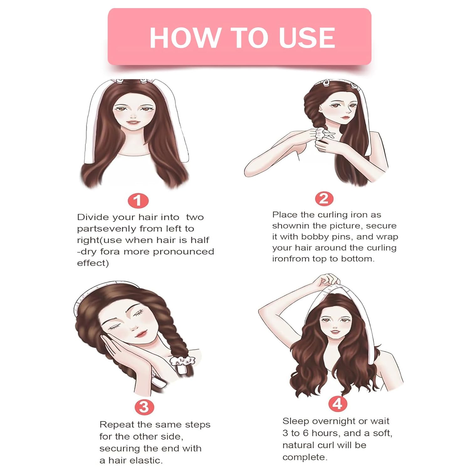 Satin Heatless Hair Curlers for Overnight Curls | Sleep-in Curling Set with Curling Headband