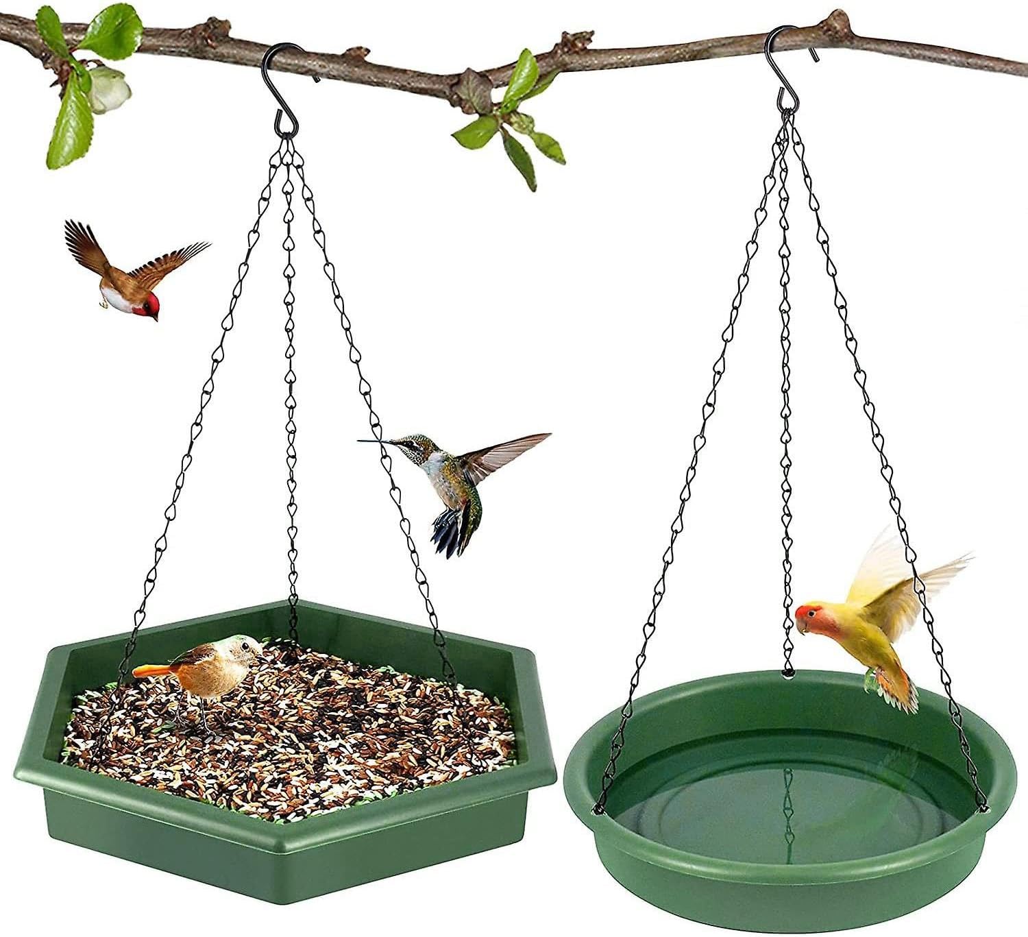 GEEZY Bird Feeder and Bird Bath, 2 in 1 Hanging Bird Feeder & Bird Bath