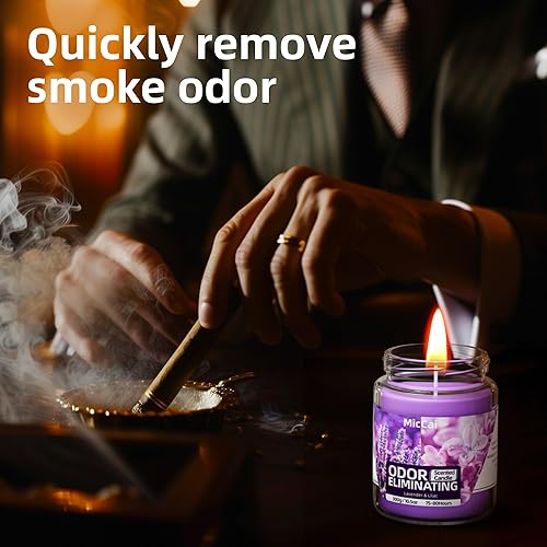 Miniatura 6 de Velas  Vela perfumada de lavanda para ayudar a aliviar el estrés y la relajación, juego de regalo para hombres y mujeres, aroma de geranio e ylang