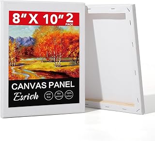 ESRICH Stretched Canvas for Painting, 2 Pack 8x10 Canvas Value Pack, Primed Acid-Free Cotton Blank Canvas, Paint Canvases for Oil & Acrylic Paint.
