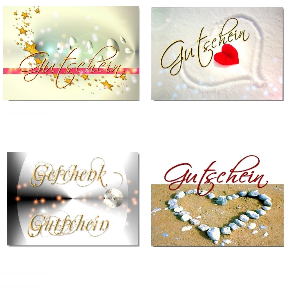 DigitalOase Gutschein-Set – 4 Kleine Klappkarten Inkl. Kuverts, DIN A7