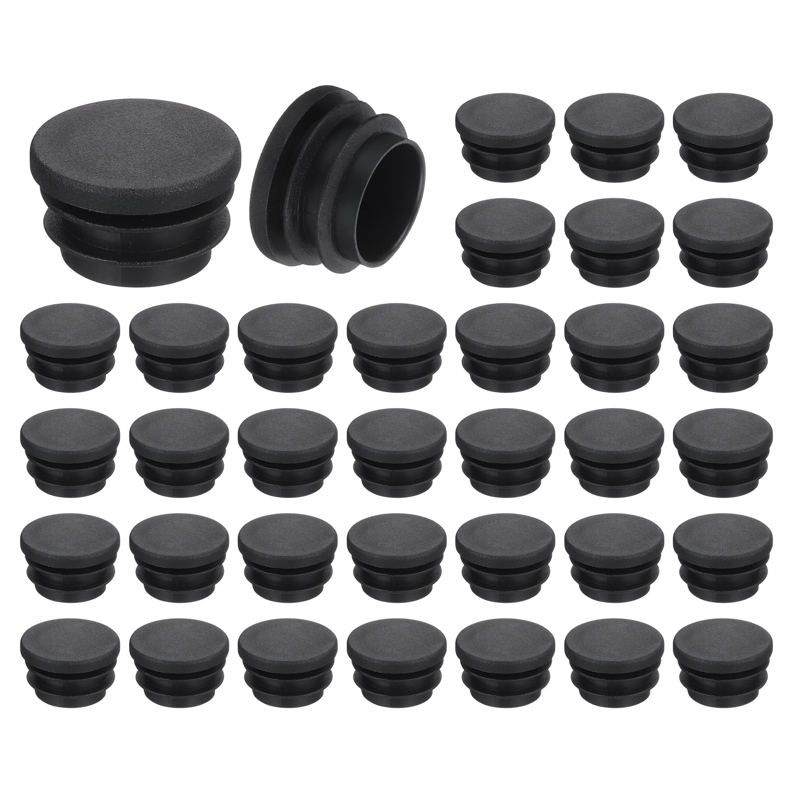 QUARKZMAN 36 Tapones Redondos de Plástico, Tapas de Extremo de Tubo Negro, Inserto de Patas de Muebles de 30mm (1.18 Pulgadas), Protección Deslizante para Silla, Estante