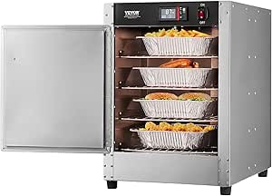 VEVOR Hot Box Food Warmer, 4-Tier Concession Warmer with Water Tray, 4 Pans, Stainless Steel Food Warmer Cabinet