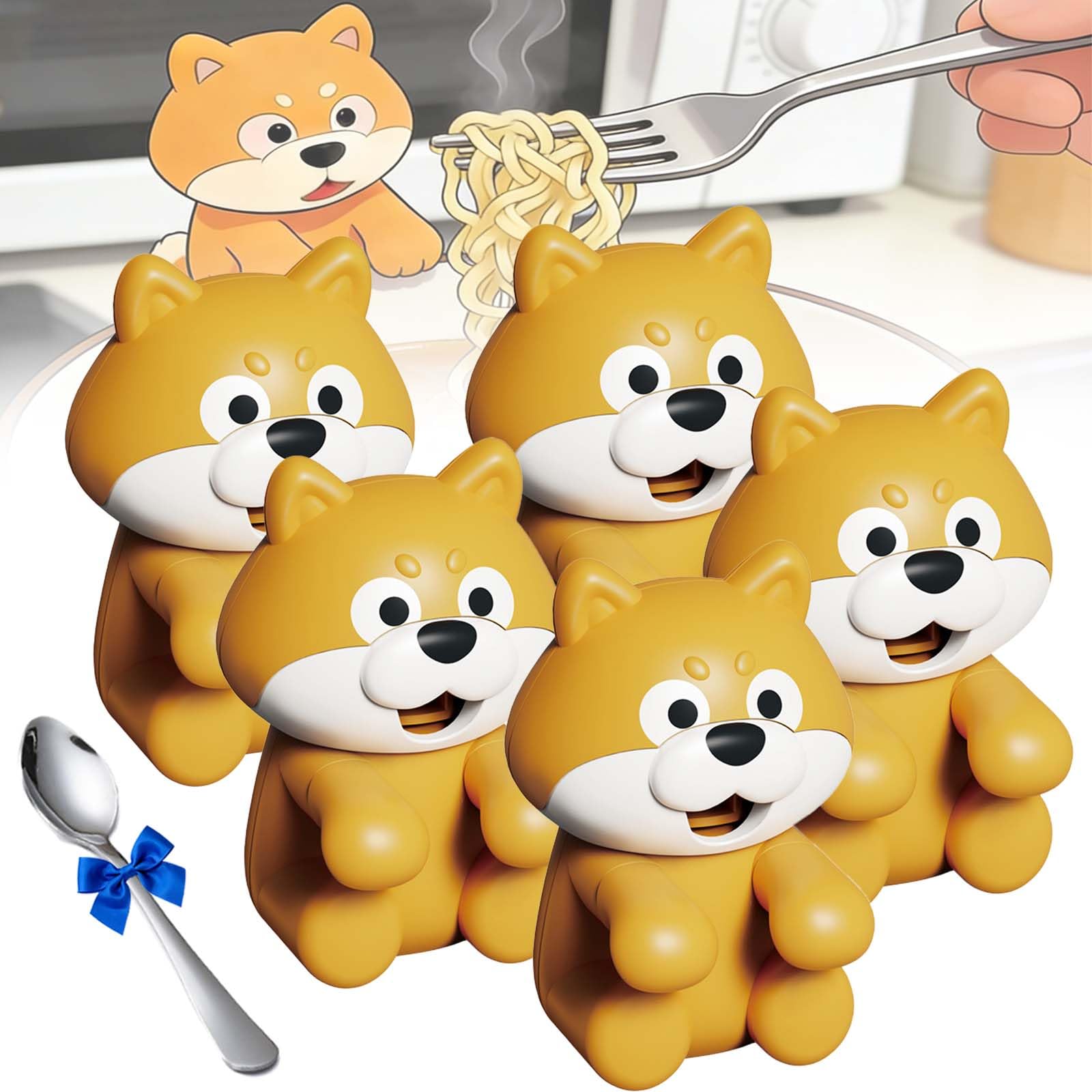 Mini Food Cooling Fan, Clip-on Mini Fan for Cup & Bowl, Dog-Shaped Air-Blowing Cooling Attachment, Cute Animal Shaped Personal Fans for Hot Drinks (5PCS)