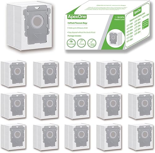 ApexOne Paquete de 16 bolsas de vacío para iRobot Roomba i, j, s Series, 104 Combo, 105 Combo, 105 Vac, Plus 405 (G185) (G181) Combo, Max 705 Vac,