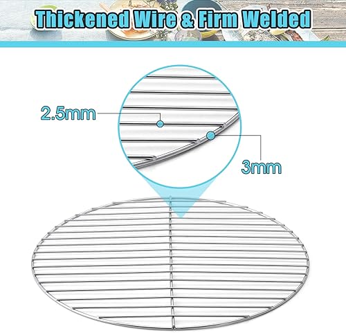 Miniatura 3 de HaSteeL Rejilla de Repuesto para Parrilla Pequeña de 13.7 Pulgadas para Carbón, Parrilla Redonda de Acero con Recubrimiento de Cromo, No Tóxica y