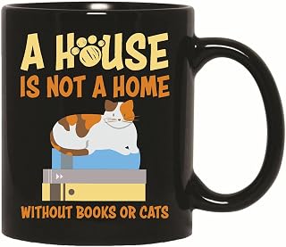 Gift Idea for Cat Lovers Books to Make House Feel Like Home 11oz 15oz Black Coffee Mug