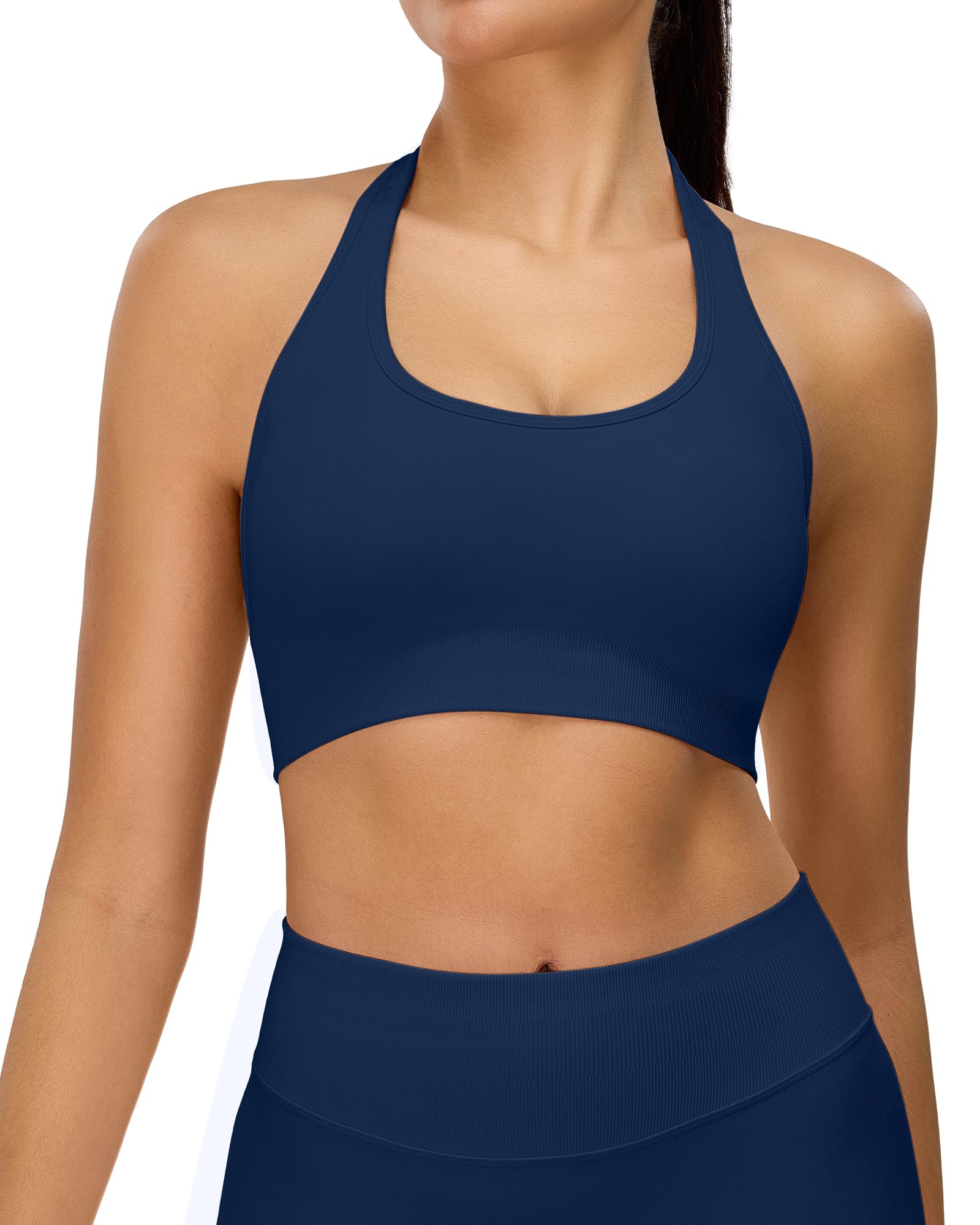 TAYOEA Neckholder BH Damen Starker Halt Push Up Sport Bra Ohne Bügel mit Abnehmbarer Polsterung & Rückenfrei Für Gym Yoga Laufen und Alltag
