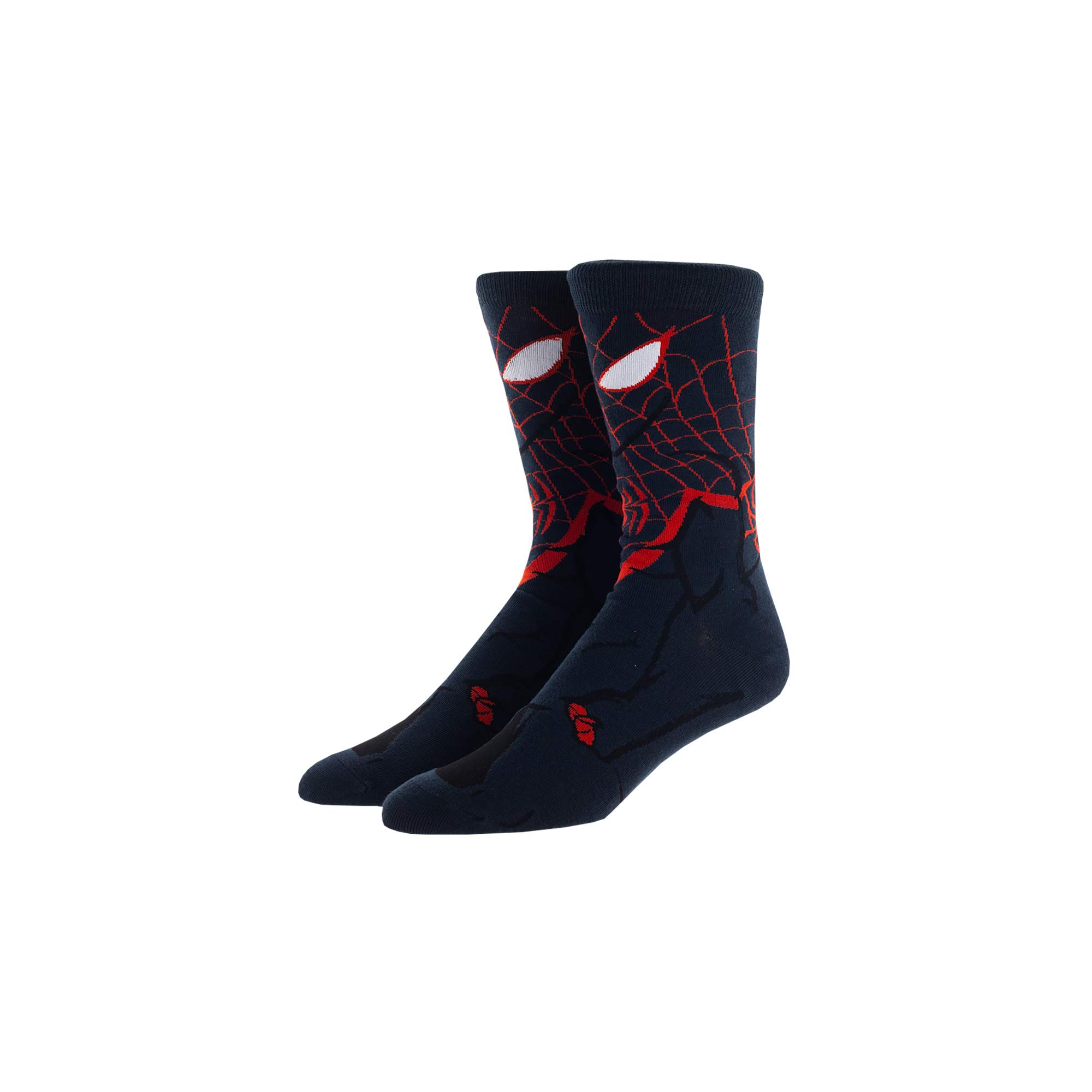 BioworldMens Miles Morales Spiderman Superhero 360 Character Crew Socks
