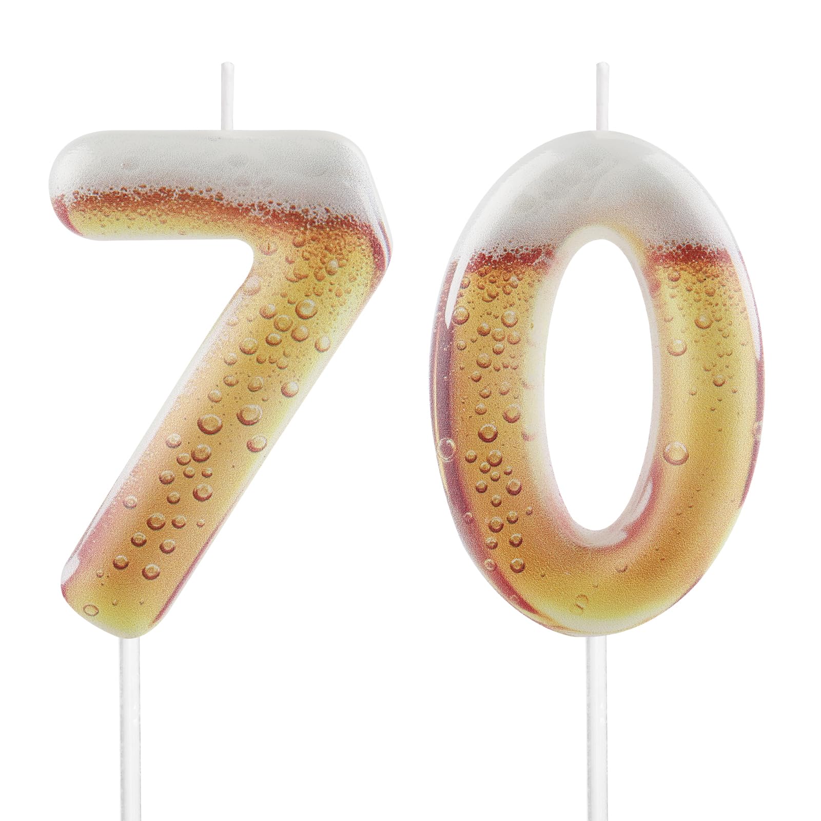 Hongplus Printed Beer Themed 70th Birthday Candles for Cake, Funny Number 70 Candle for Birthday Decorations, Beer Design Cake Decorations for Women Men Beer Lover Birthday Party Anniversary