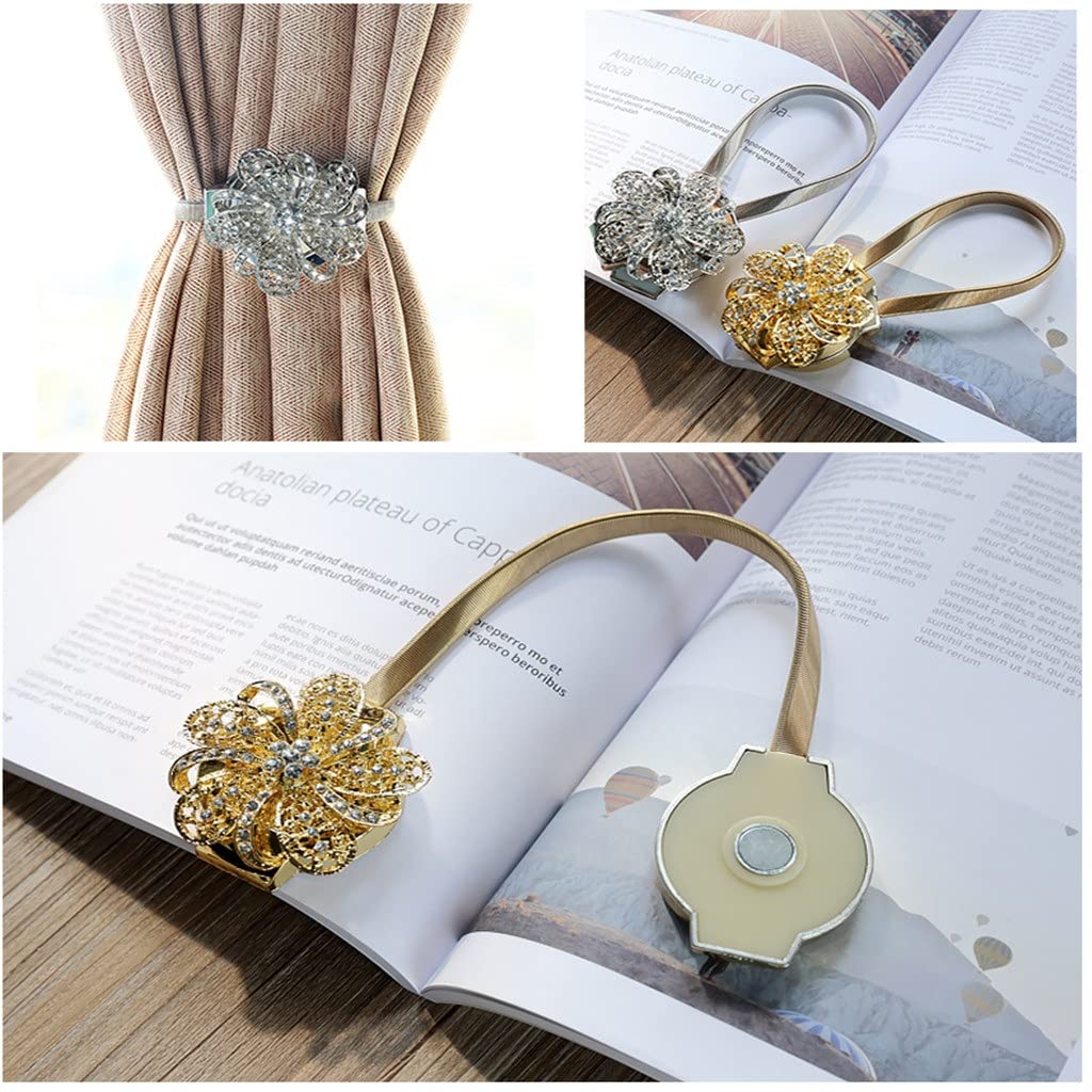Corde magnétique Rideaux Embrasses Europe Style Cristal Fleur Clips de Rideaux Rétractables Embrasses pour La Décoration Intérieure (Couleur : B, Taille (D comme Le Montre l'image)