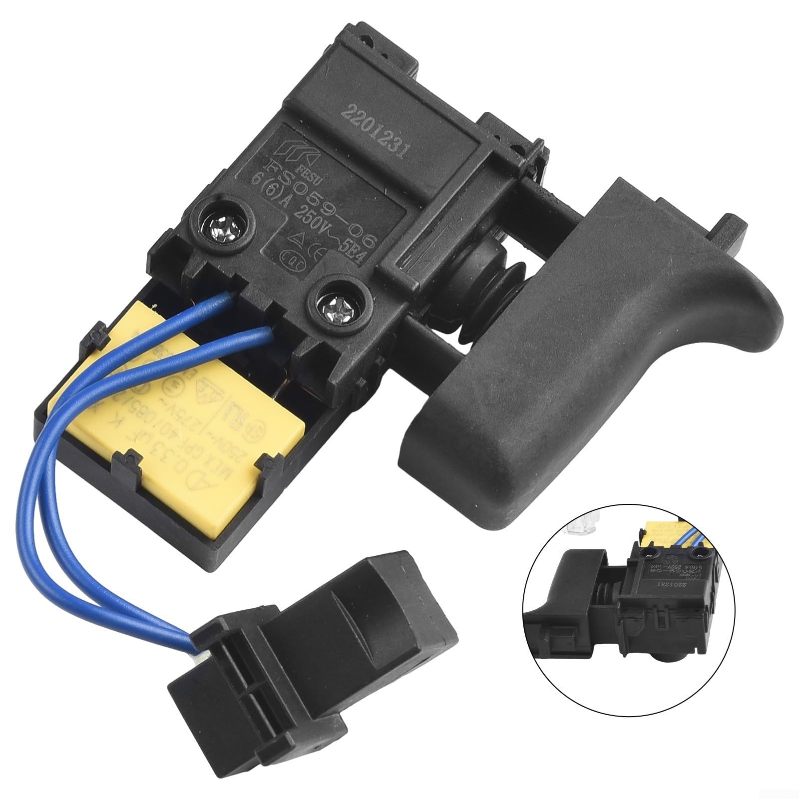 Zilimontt Interrupteur De Commande 650588-6 Compatible Makita DS4010 HR2470T HR2470 - Pièce Plastique Noir Durable