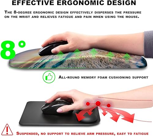 Miniatura 5 de Alfombrilla de mouse con soporte de muñeca, alfombrilla de mouse ergonómica con punto de masaje, cómoda alfombrilla de mouse para computadora
