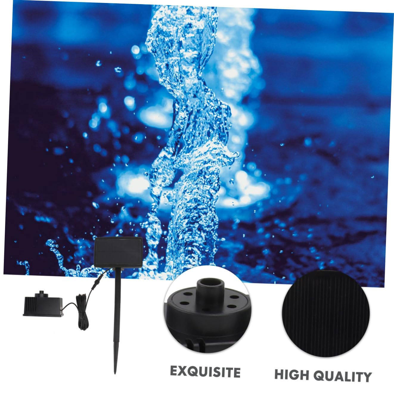 Set Fontana Solare Pratico per Laghetto, Pompa in Plastica Nera