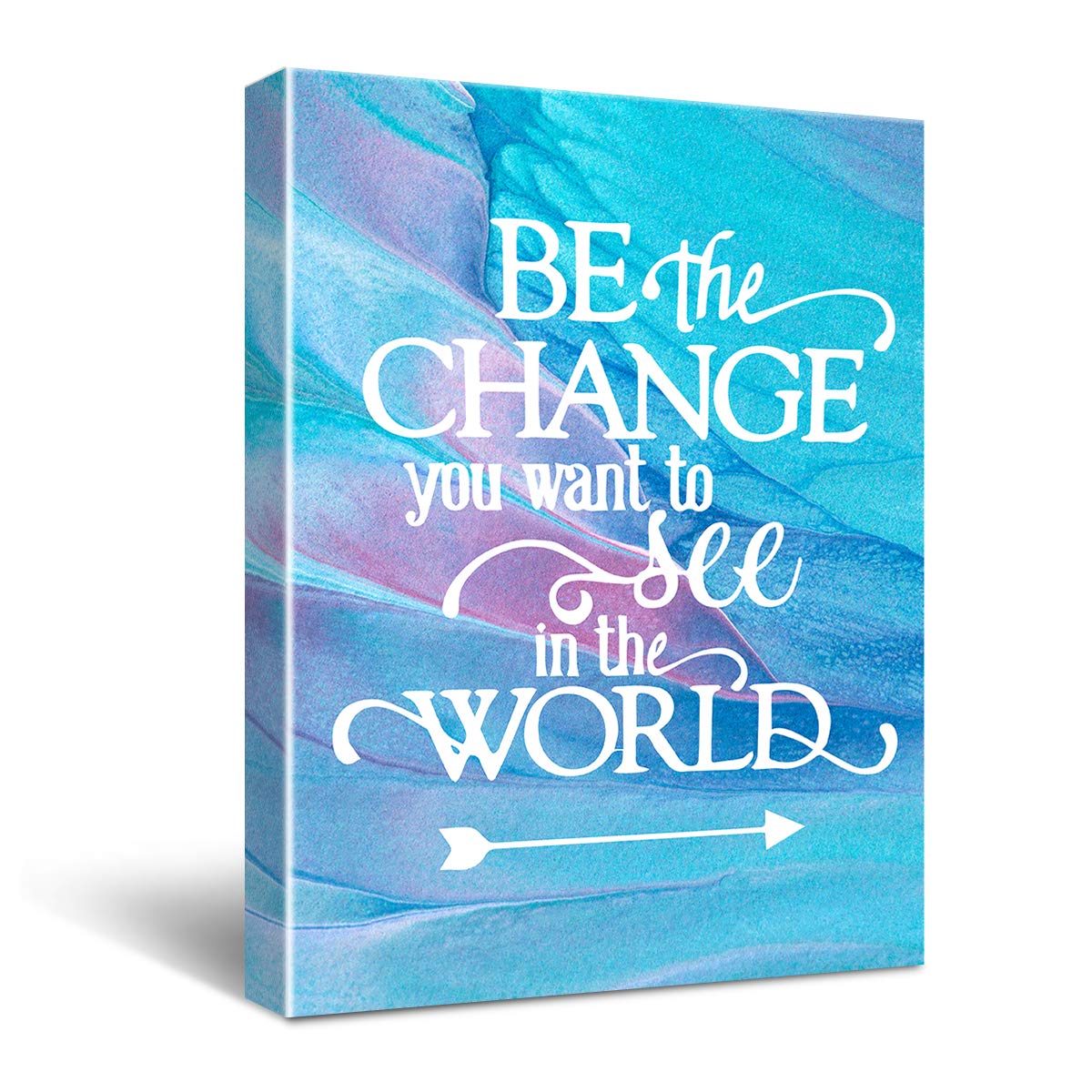 Hijie “Be The Change You Want To See In The World” Inspirational Quote Canvas Art, Quote Print for Kids, Girls, Women, Nursery, Bedroom, Office, Teen Room Decor, Size 12x16