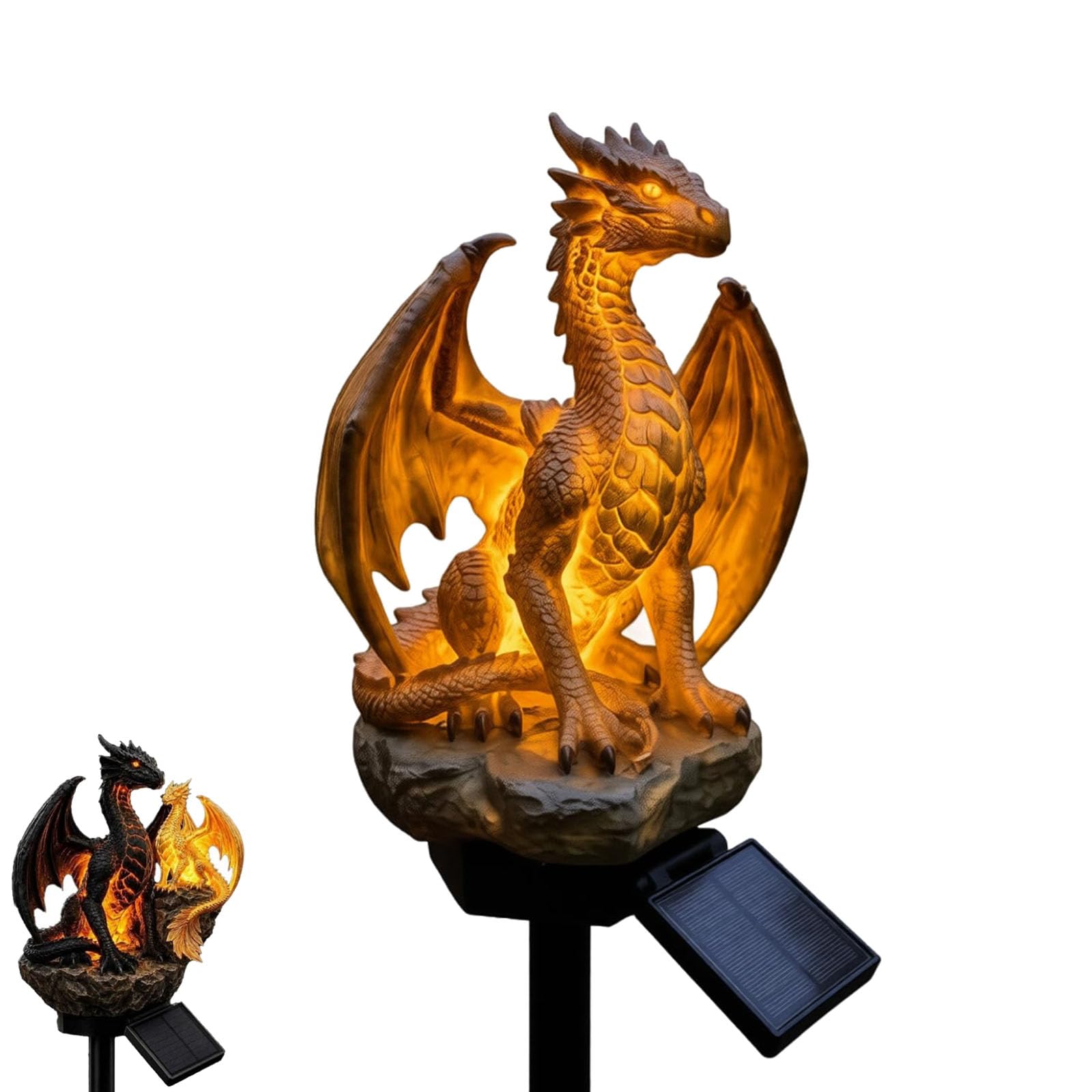 Solar Dragon Garden Statue Light, Dragon Garden Lights Solar (1, Single)