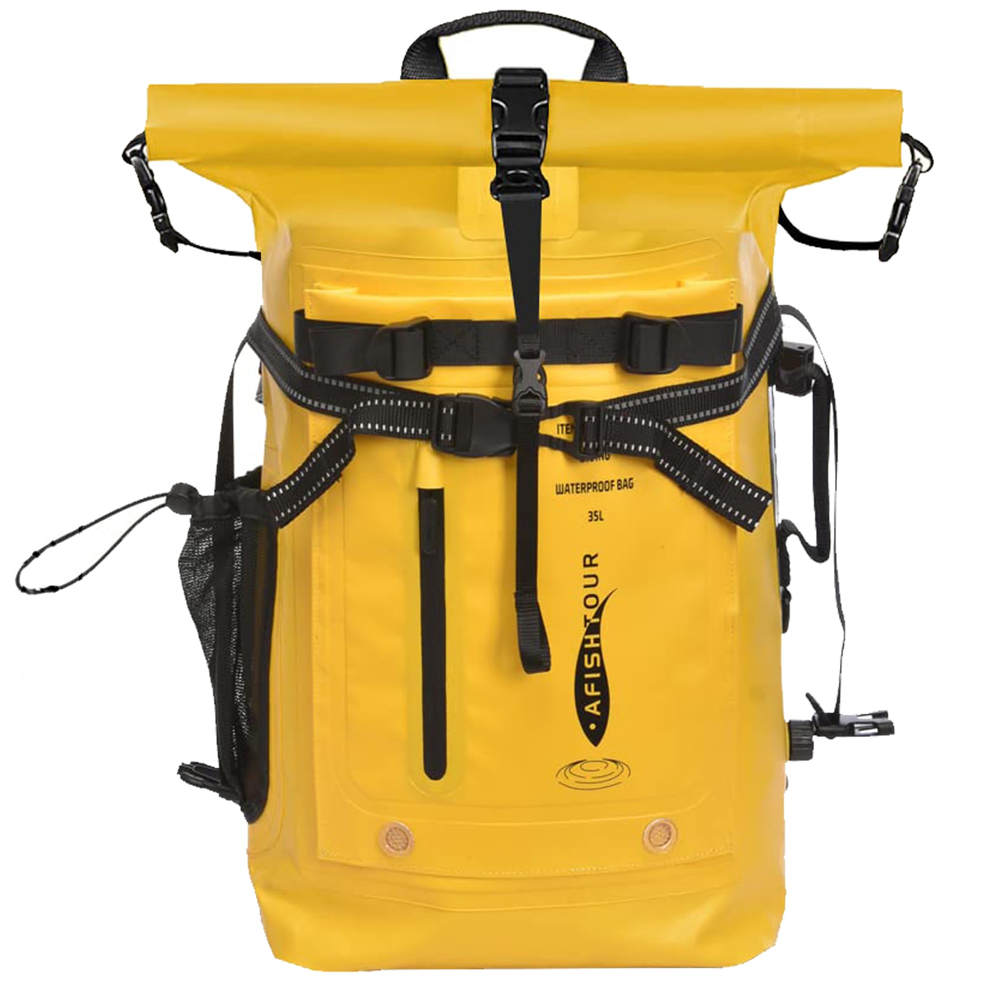 AFISHTOUR Heavy Duty Waterproof Dry Bag Backpack - 35L Roll-Top Floating Dry Bag Backpack for Motorcycles, Kayaking, Rafting, Boating, Camping, Hiking, Fishing (Yellow) โ image 1