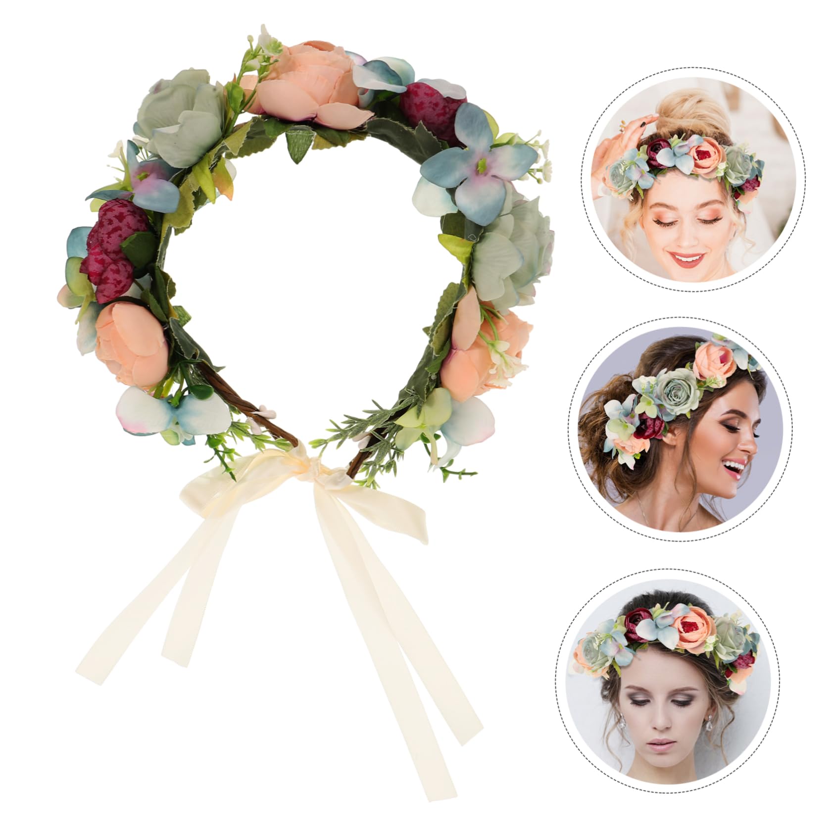 MAGICLULU 3 Stk Party-haarbänder Blumenkopfschmuck Für Die Braut Blaue Tiara Kopfschmuck Hochzeit Haarband Mit Blumenkrone Brautkopfschmuck Für Die Hochzeit Reisen Bilden Rose