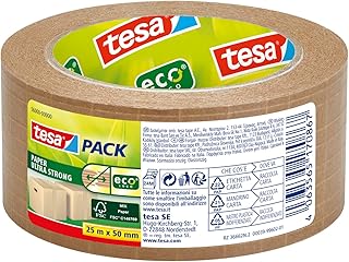 tesa tesapack PAPER ULTRA STRONG ecoLogo - glasfaserverstärkt, mit extra starker Haftkraft - recyclingfreundliches Papier-...