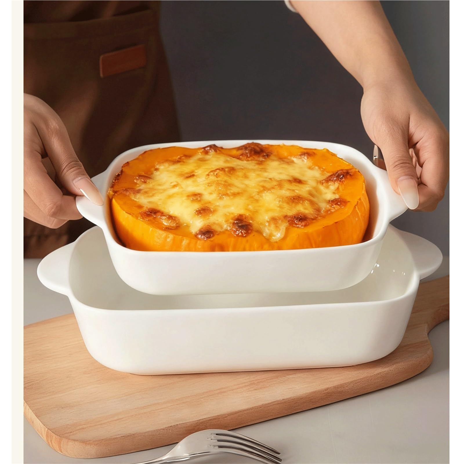 Teglia da forno in Bone China for preparare riso al con formaggio Pasta(M)
