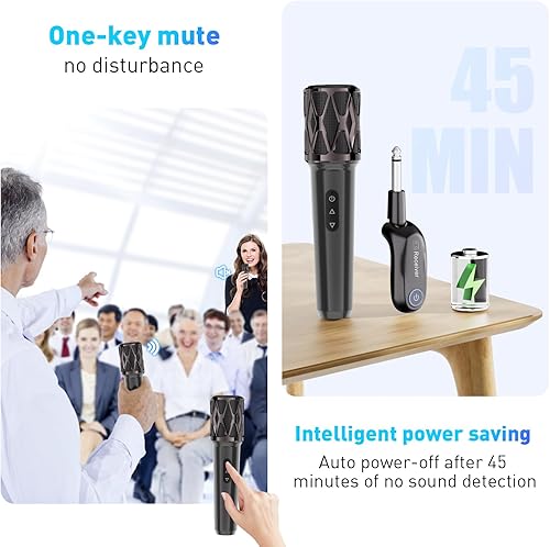 Miniatura 4 de ZOWEETEK Micrófonos inalámbricos para cantar, micrófono dinámico de mano dual con receptor recargable, juego de micrófono de karaoke para cantar,
