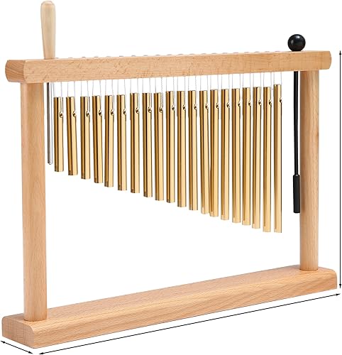 Miniatura 2 de Timbre de 20 notas con barra de mesa, timbre de viento, instrumento de percusión musical con mazo, dorado