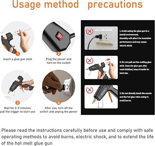 Miniatura 6 de IZIO Pistola de pegamento caliente con 21 barras de pegamento de 716 pulgadas y bolsa de almacenamiento, calentamiento rápido de 100 W (2-3
