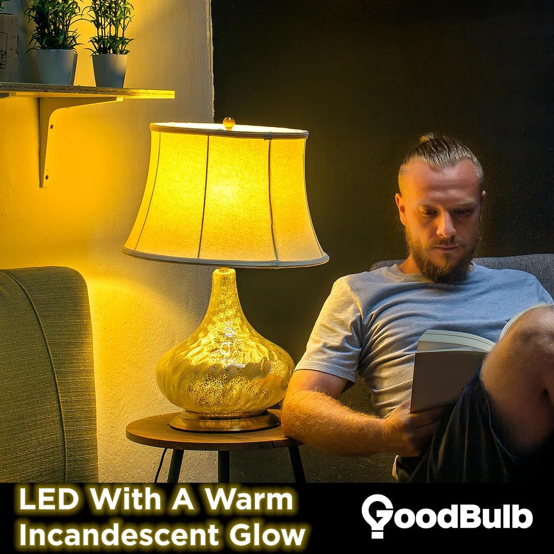 GoodBulb 100 Watt Upgrade – 17 Watt Dimmable LED A21 – 90+ High CRI – Serene Soft Warm Light – 1600 Lumens – 2400 Kelvin – Rough Service - Long-Lasting 25,000 Hours (4 Pack)