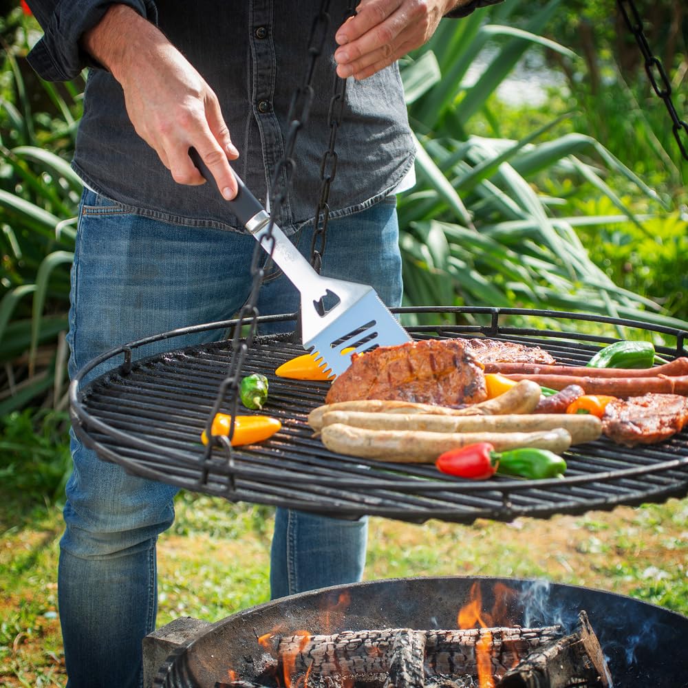 Set 5 ustensiles de Barbecue Pince Fourchette spatule Pinceau Sac BBQ Acier INOX