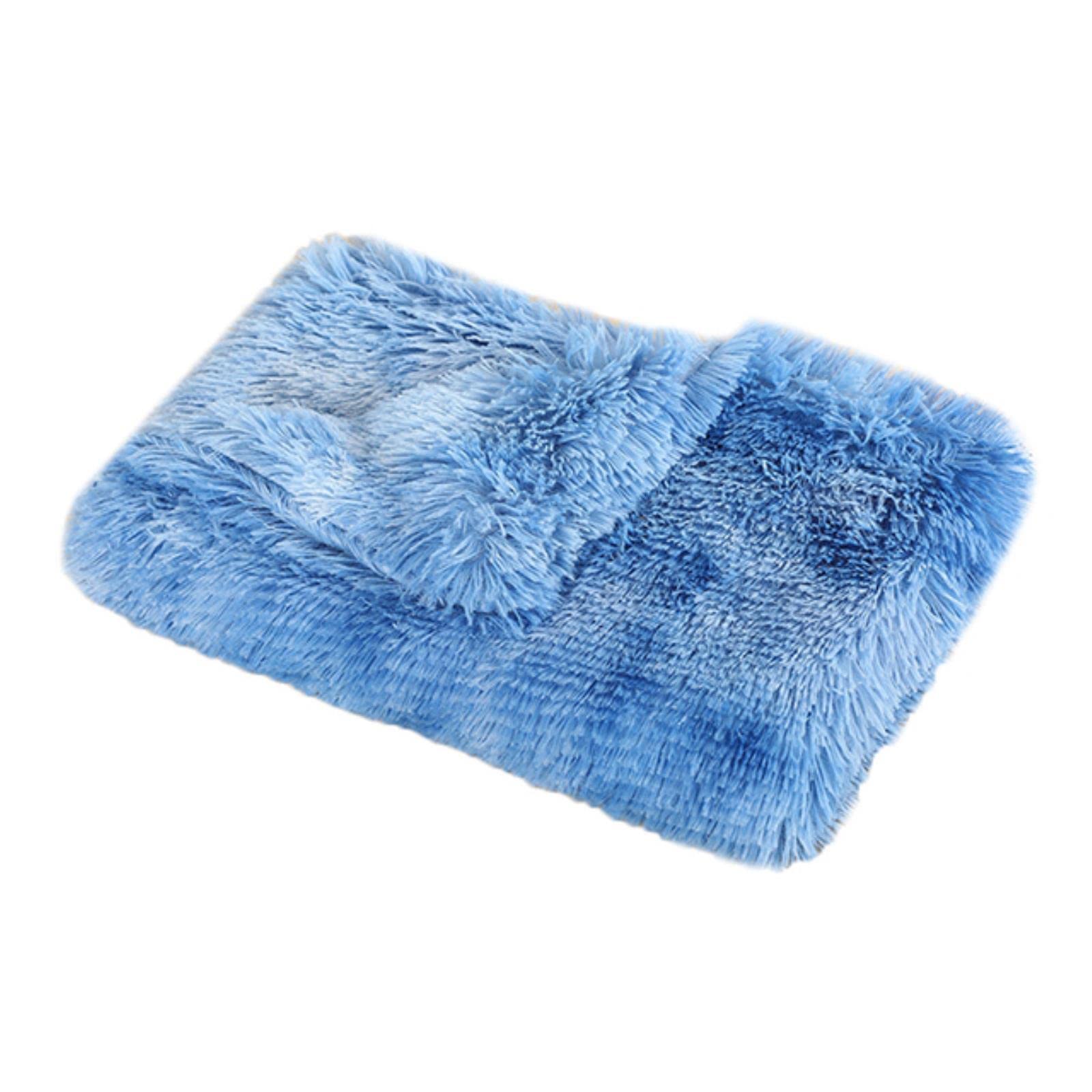 Couverture pour chien bleu tie-dye grand tapis peluche amovible