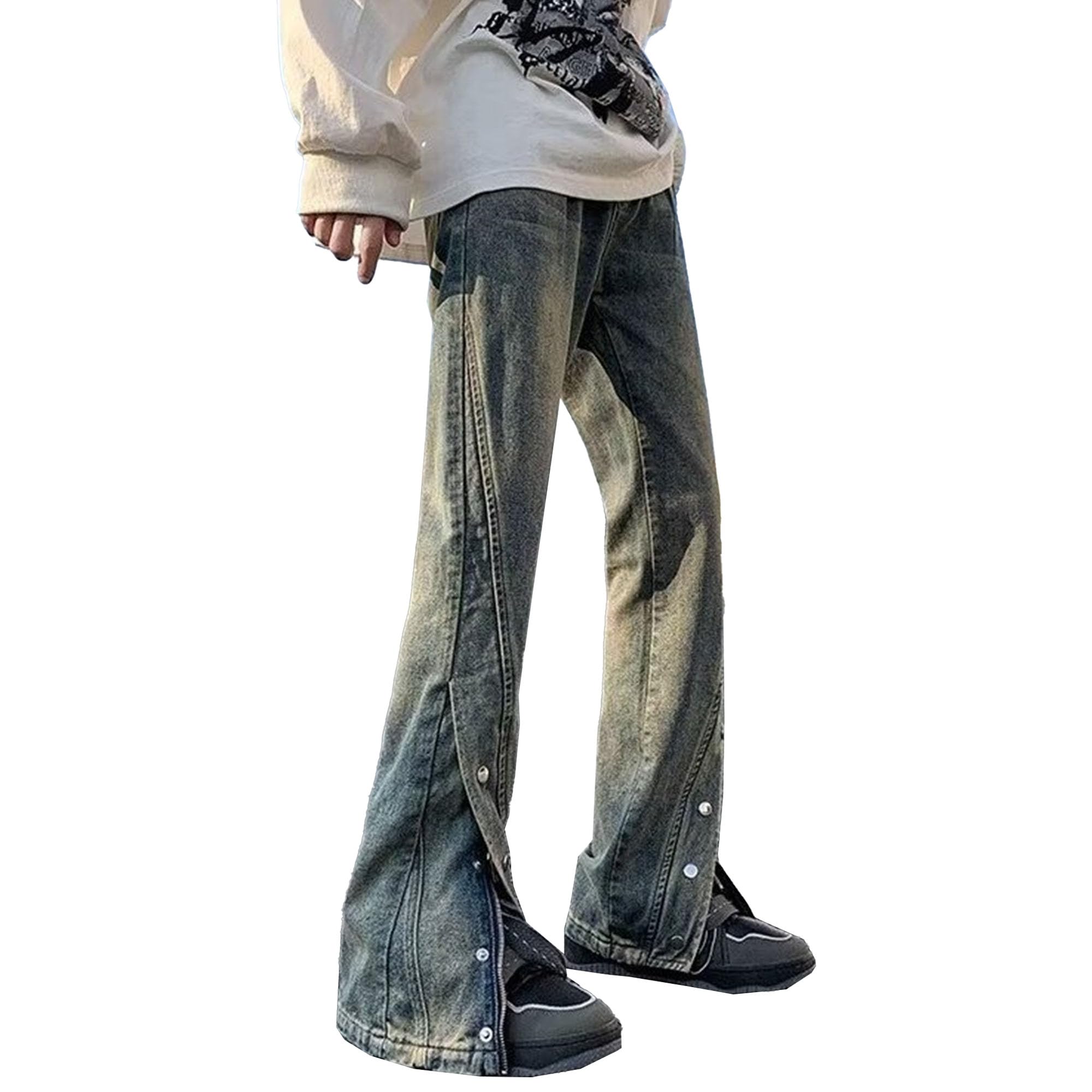 Maiyifu-GJ Men's Straight Leg Slim Fit Jeans Loose Hip Hop Denim Pants Baggy Retro Streetwear Jean Trousers (Blue,3X-Large)