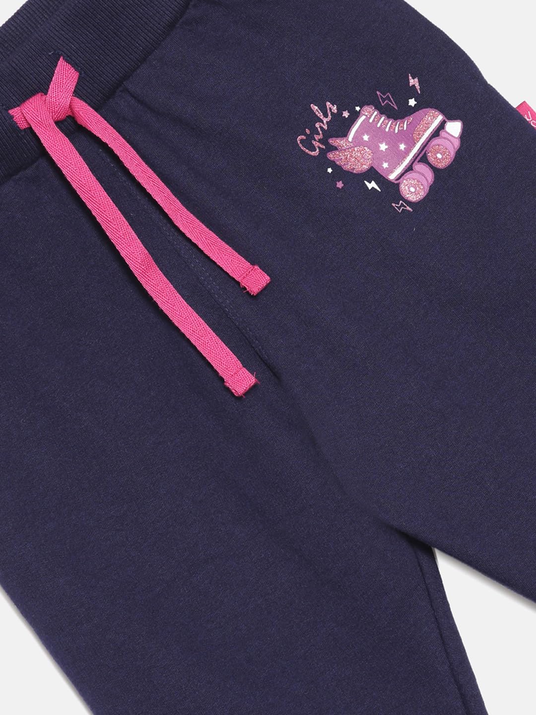 Dixcy Scott Slimz Printed with Drawstring Regular Fit Jogger for Girl Navy Blue