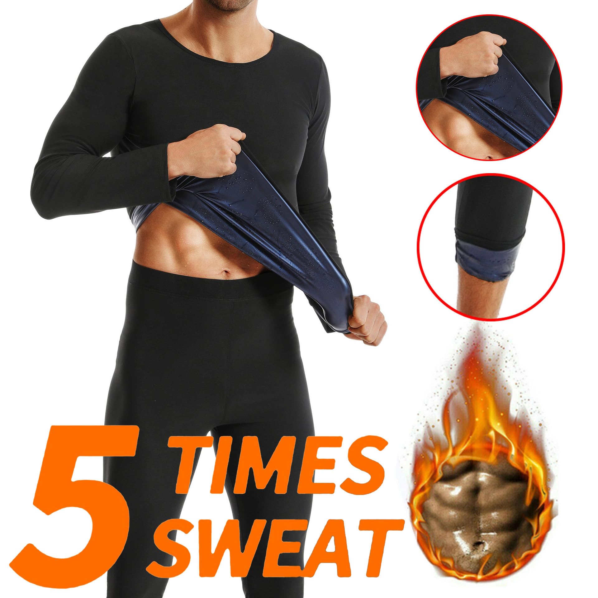 Schwitzanzug Zum Abnehmen, Saunaanzüge Sauna Shirt Langarm Oberteile Und Sauna Hosen Set Fitness Body Shaper Sauna Effekt Sweatsuit Für Boxen MMA Gym Laufen