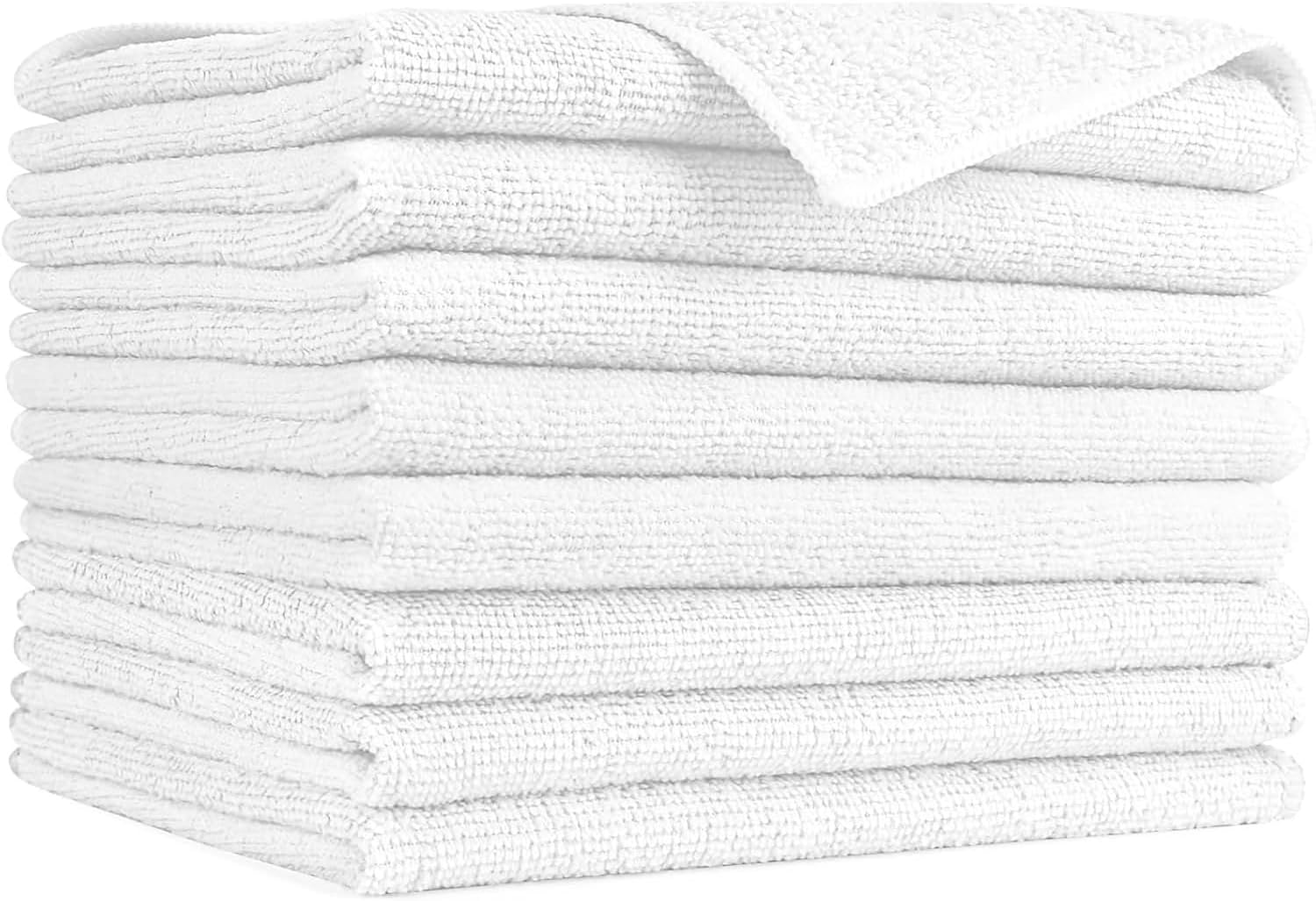 AIDEA White Microfiber Cleaning Cloths-8PK, Soft Absorbent Cleaning Rags, Lint Free Streak Free Microfiber Towels for House, Kitchen, Cars, Window Gifts(12in.x16in.)-8PK