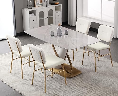 Shunzhi Juego de 2 sillas de comedor de cuero negro tapizadas para cocina y comedor con respaldo de sherpa, sillas de cocina modernas, cómodas