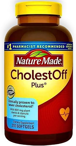 210 cápsulas blandas Cholestoff Nature Made de 900 mg de esteroles palnt y estanoles por porción Suplemento diario (sin sabor). Viene con pastillero