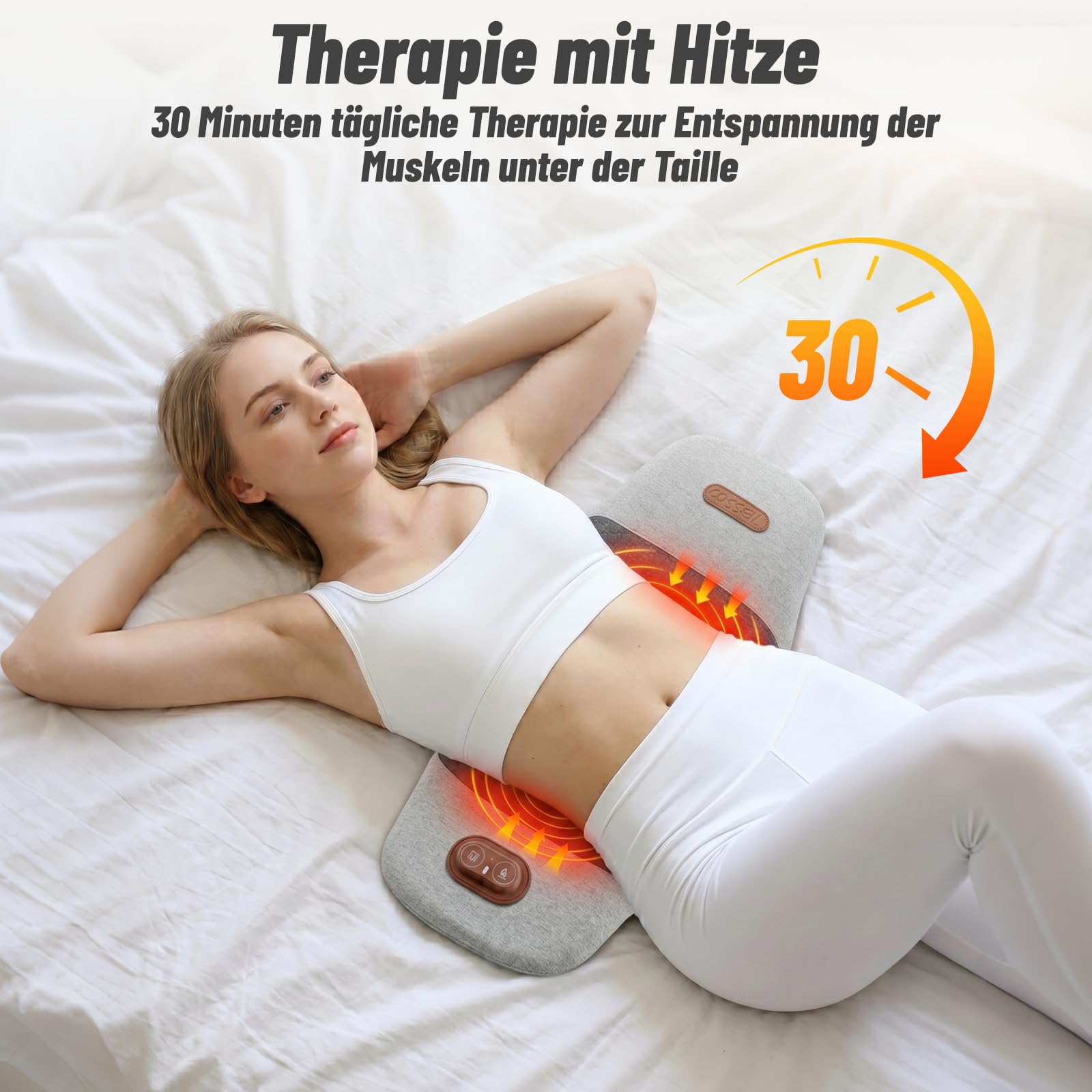Rückenmassagegerät,Massagekissen Lendenwirbelkissen mit Wärme- und Vibrationsmassage,5-Sekunden-Memory-Schaum,26° Lendenstütze,Ergonomisches Rückenkissen für Bürostuhl, Auto, Bett und Sofa,Spacegrau