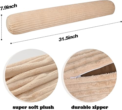 Miniatura 5 de Almohada larga de cuerpo redondo para adultos, almohada de felpa esponjosa de lujo con inserto de algodón de espuma viscoelástica triturada,