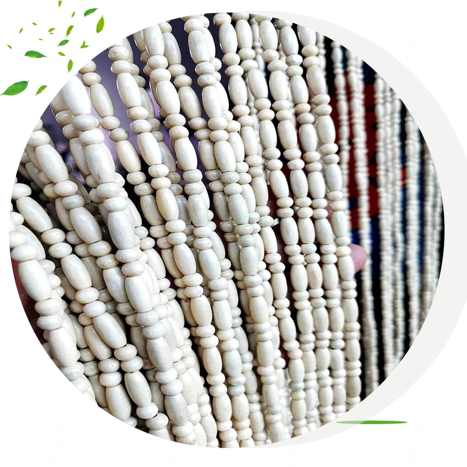 Rideau de perles de separation en bois panneau de porte suspendu fic 90x200 cm